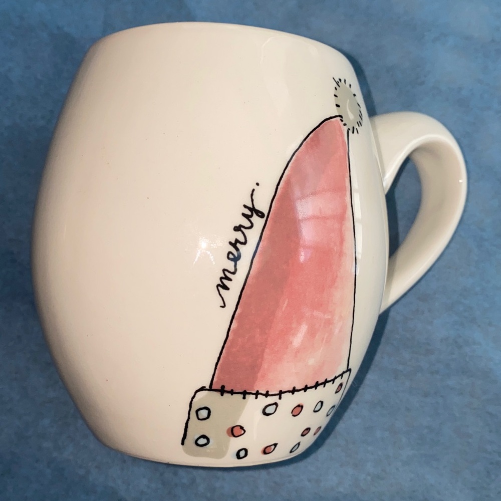 RAE DUNN Magenta Christmas Mug Santa Hat Merry 16 Oz